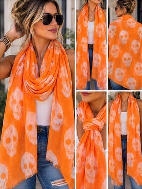 Raj Skull Print pick color Lightweight Women's Scarf pick your color